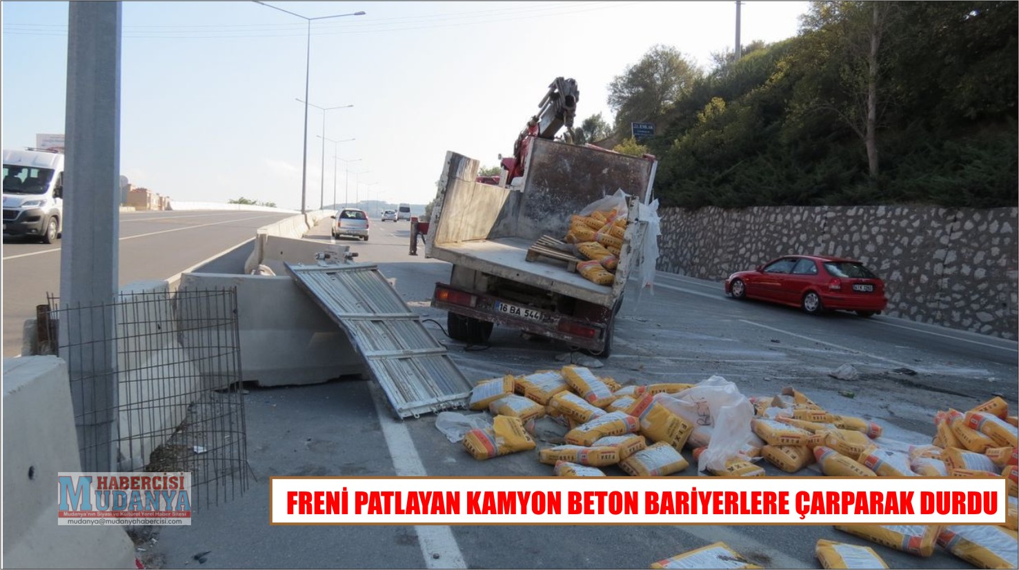 FREN PATLAYAN KAMYON BETON BARYERLERE ARPARAK DURDU